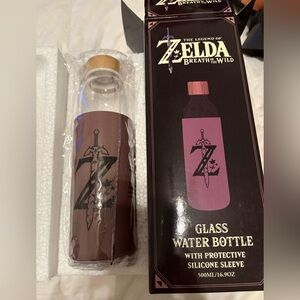 The legend of Zelda breath of the wind glass water bottle with silicone sleeve
